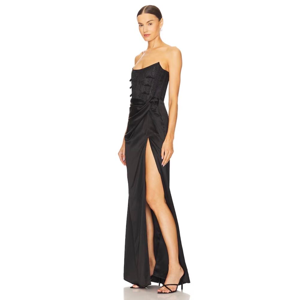 SAULEE Women's Draped Satin Skirt Evening Dress Julia Strapless Black Size 2 NWT - Picture 3 of 13